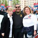OPEIU Executive Board Member Maria Riggs (R) at a rally in support of labor.